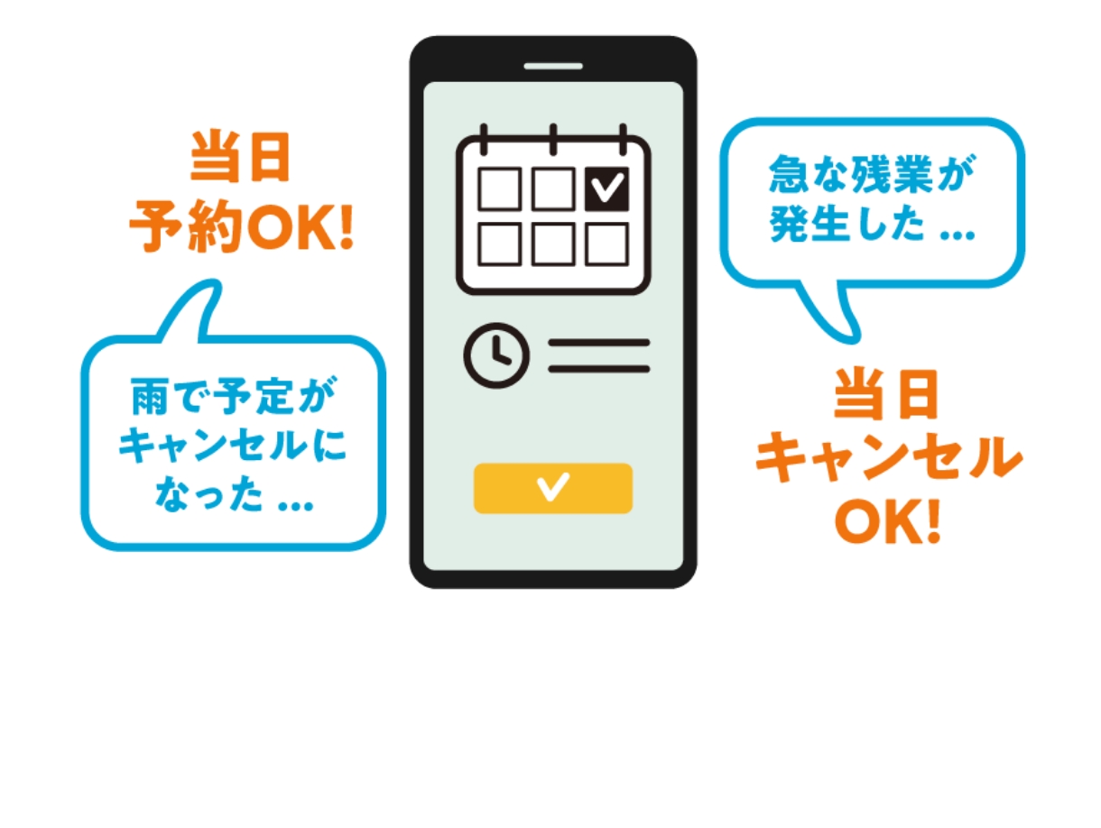 当日予約OK！当日キャンセルOK！