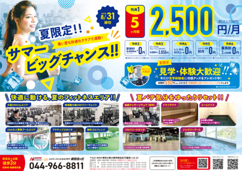 【8/31まで】サマービッグチャンス！5ヶ月2,500円/月！ チラシ画像