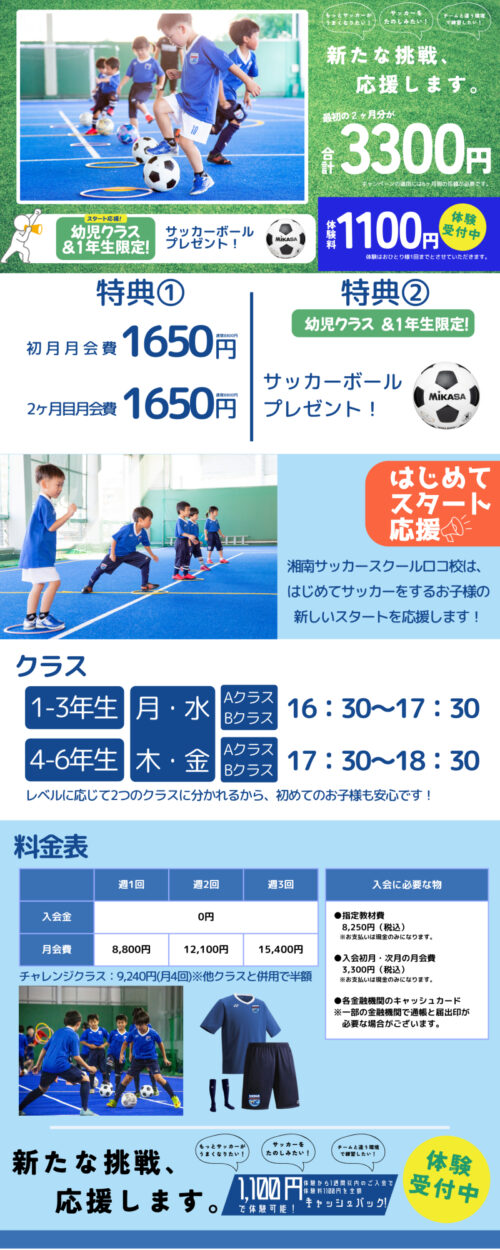 湘南サッカースクールロコ入会キャンペーン実施中！ チラシ画像